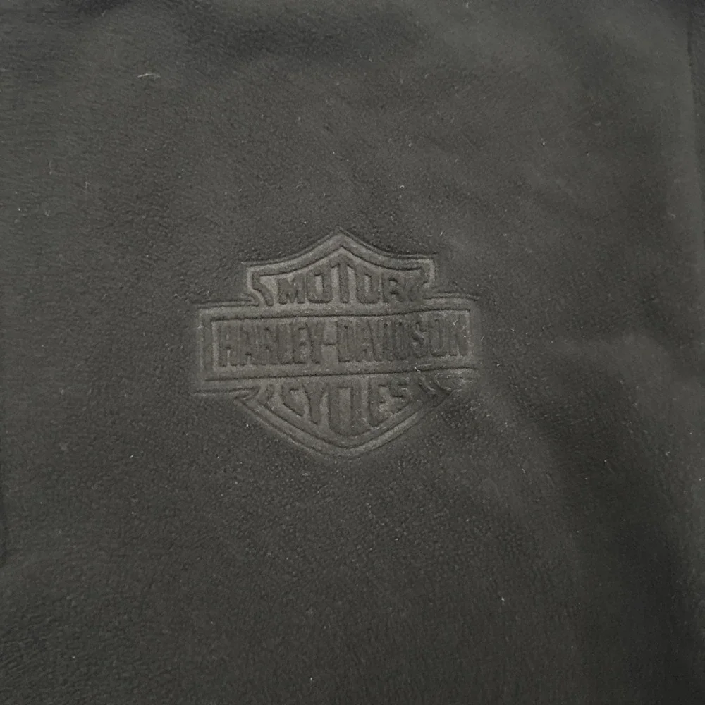 Harley Davidson Mens Long Sleeve Fleece Pullover Black Size Lg Quarter Zip Y2K